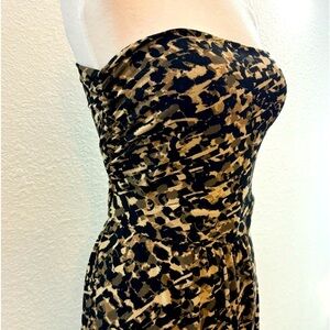 Ann Taylor Animal Print Strapless Dress‎ Women's Size M